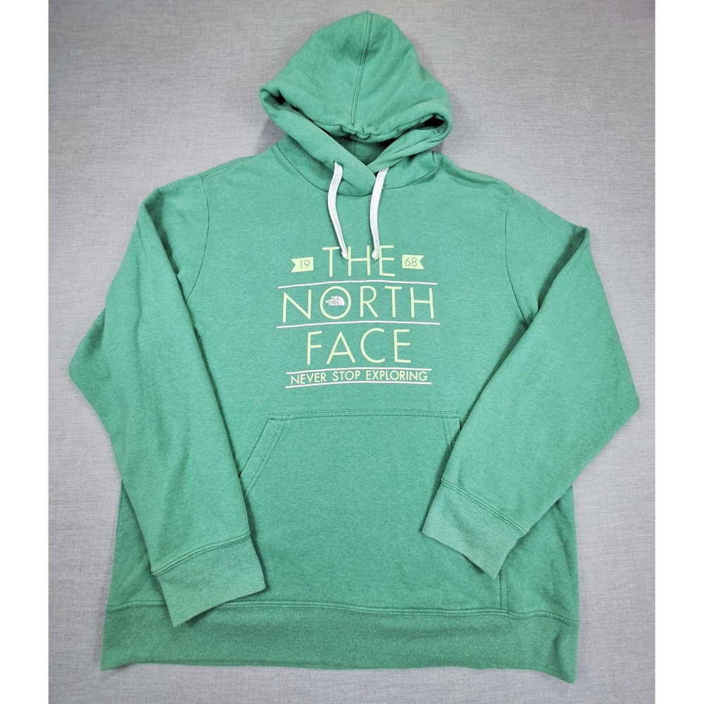 The North Face Mens XL Green Heather Graphic Pullover Hoodie Sweatshirt